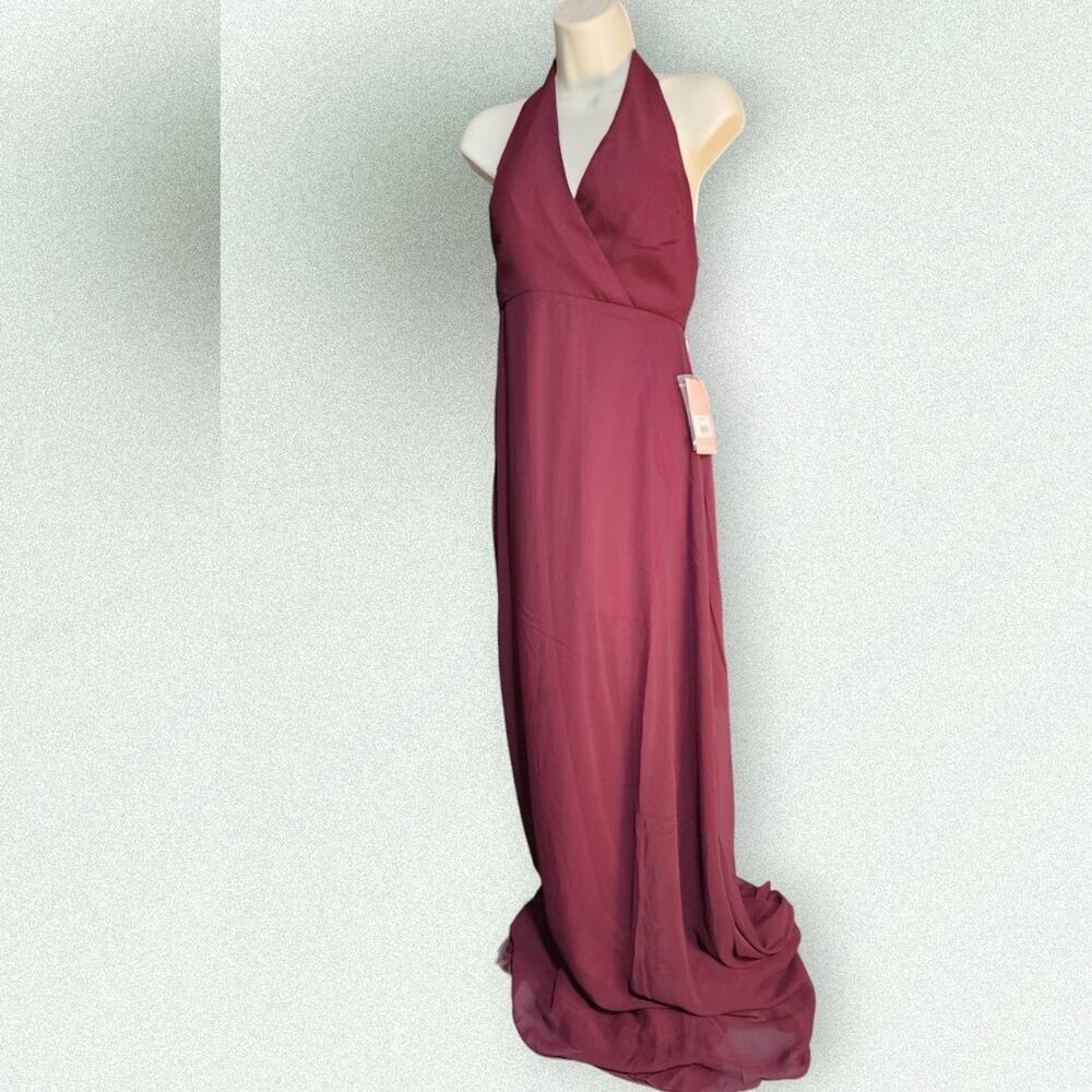 NWT Birdy Grey Christina Gown Sz S Cabernet Halter Bridesmaid Dress